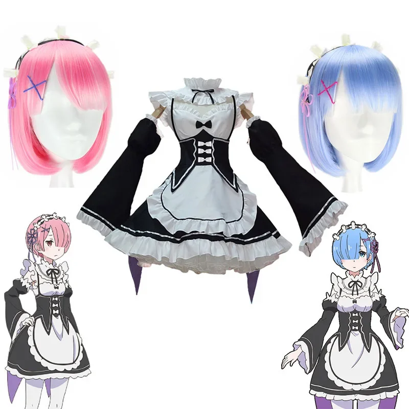 Life In A Different World From Zero Rem/Ram Cosplay Costume Halloween Carnival Funny Maid Sisters Loli Uniform