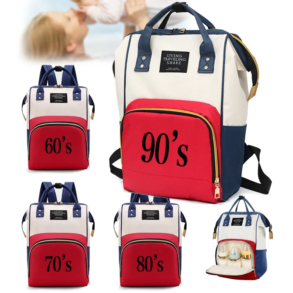 

New Mommy Bag Large Capacity Travel Organizer Bag Outdoor Travel Diaper Bags Multi-function Storage Backpack Print Years Pattern