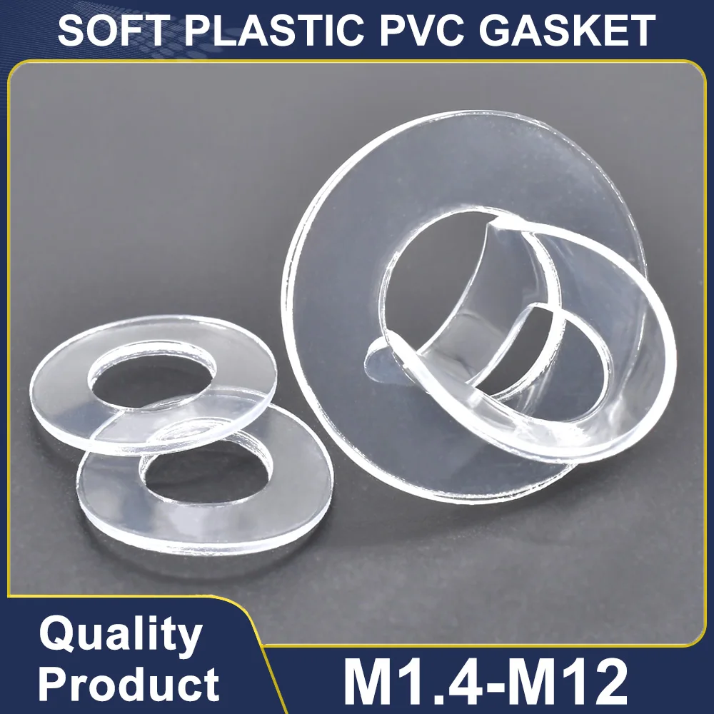 M1.4 M2 M2.5 M3 M4 M5 M6 M8 M10 M12 Soft Plastic PVC Plastic Insulation Transparent Gasket Ring Spacer Flat Washer 0.5 1 1.5 2mm