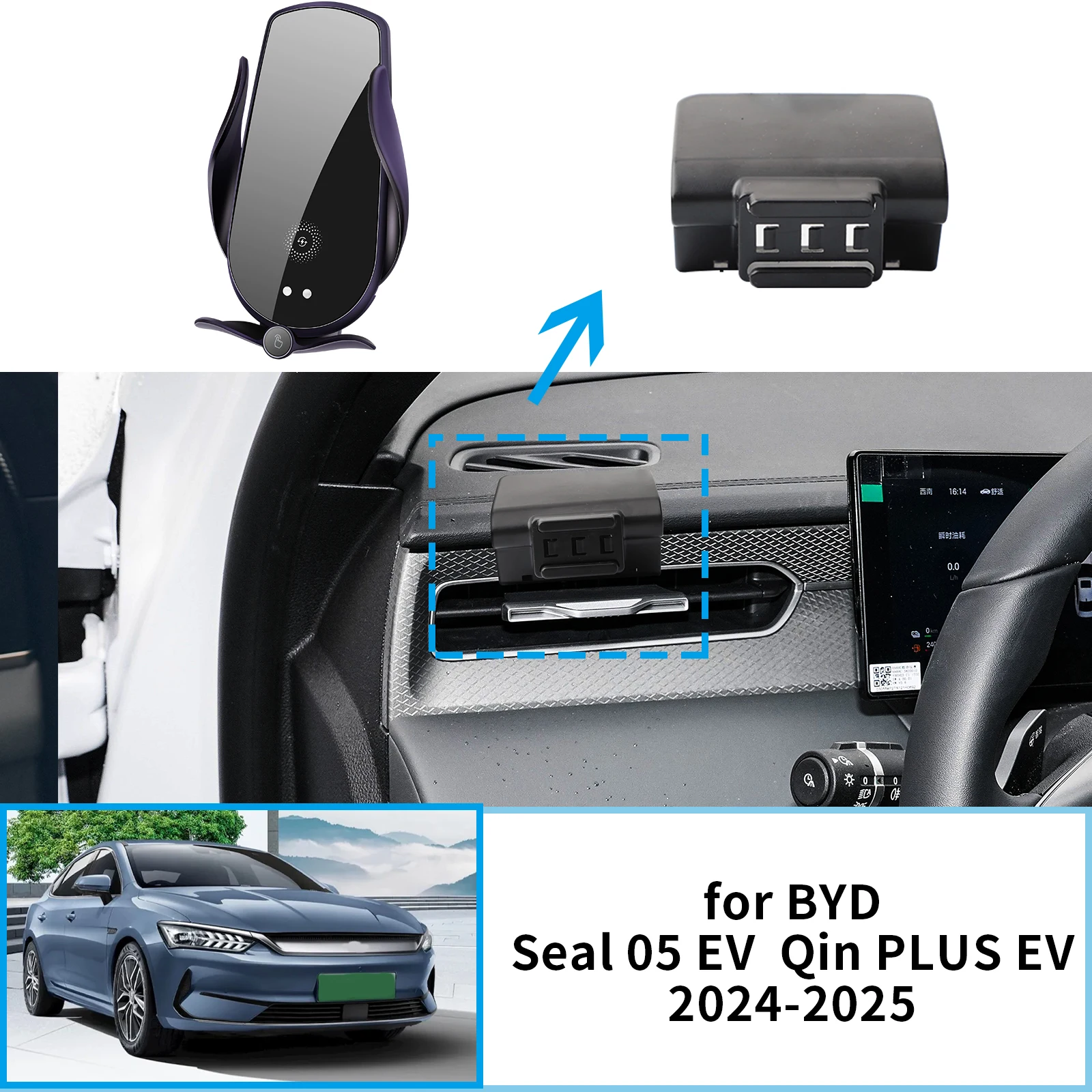 

Car Mobile Phone Holder Accessories for BYD Seal 05 EV Qin PLUS EV 2024 2025 GPS Bracket Navigation Stand Auto