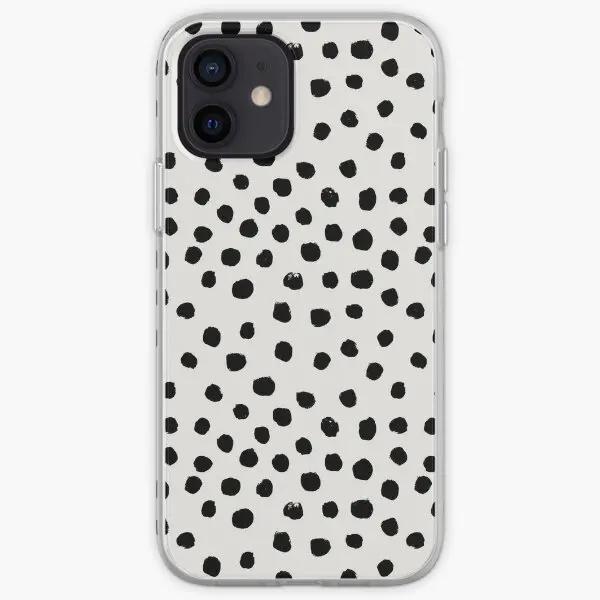 Preppy Brushstroke Free Polka Dots Black  Phone Case Customizable for iPhone 6 6S 7 8 Plus 11 12 13 14 Pro Max Mini X XS XR Max