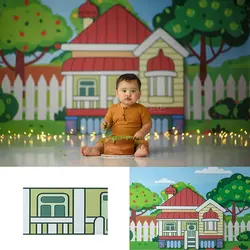 Blueys House Photography Backdrop Kids Baby Cake Smash Photocall Decors Boys Adult Birthday Props Studio Backgrounds