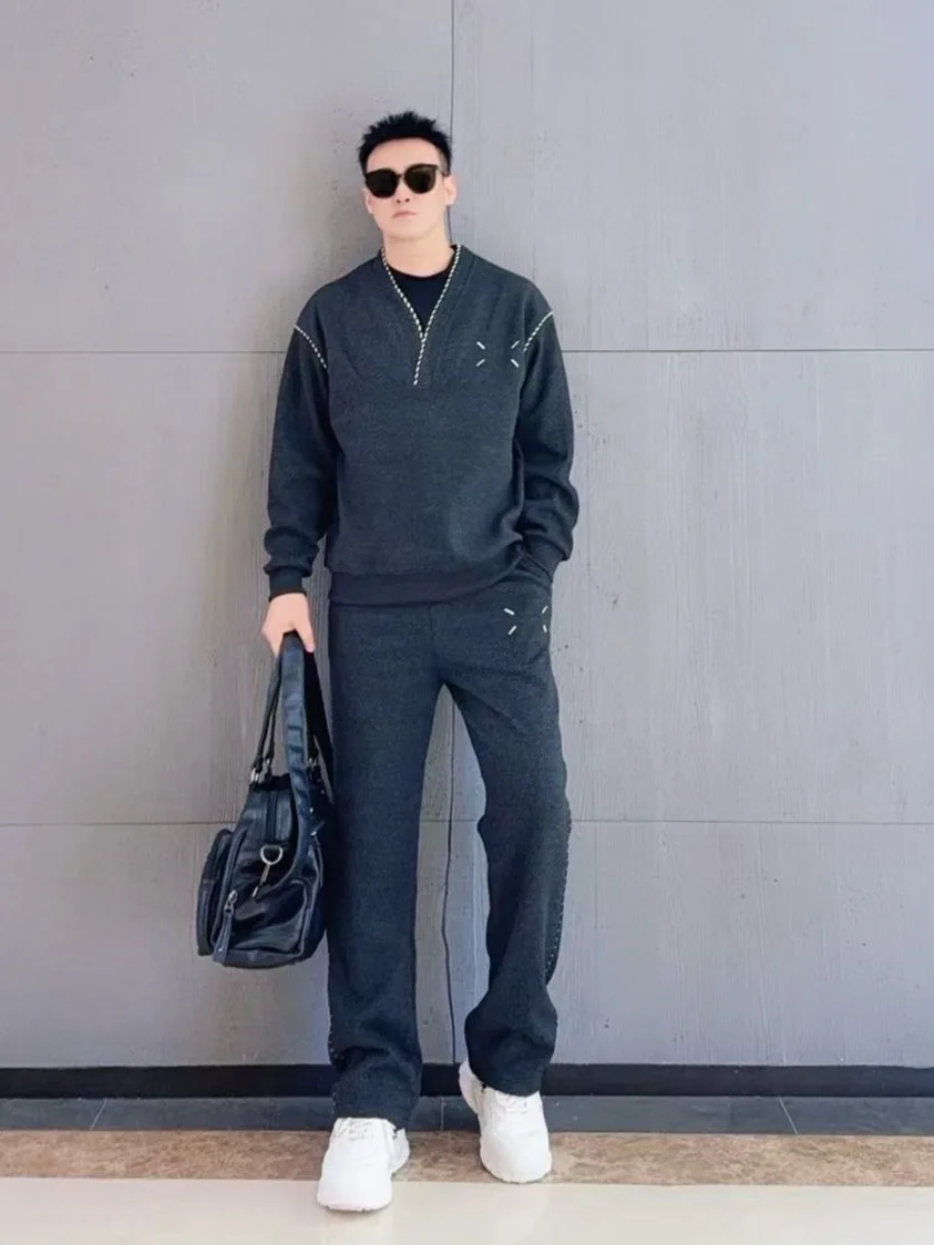 

Мужской модный повседневный комплект: приталенный костюм-двойка высокого качества, новинка, элегантный и комфортный, для весеннего сезона, с длинным рукавом