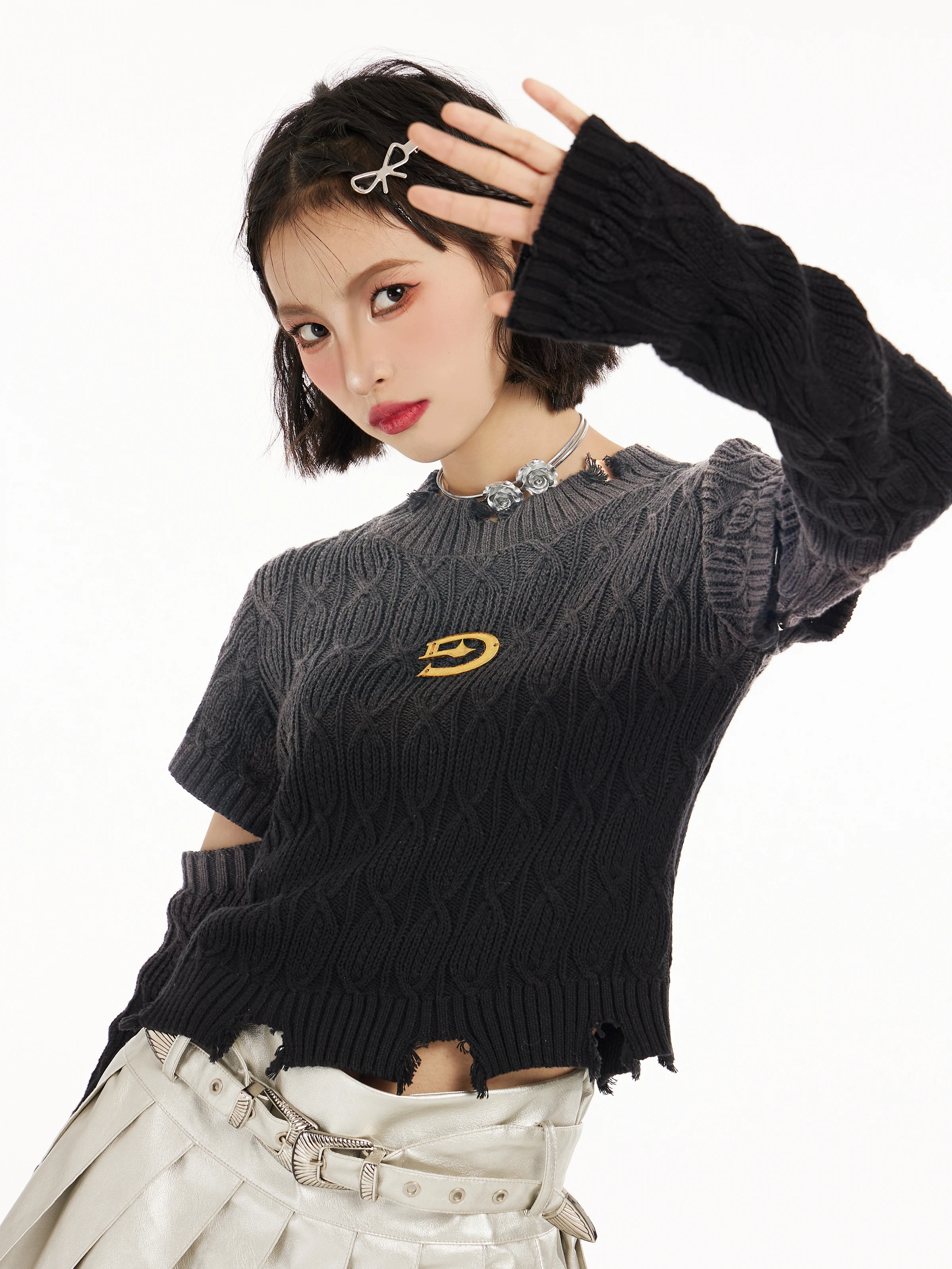 Pullover Sweater Women's Gradient Long-Sleeved Sweater Short AutumnWinter Slim Fit Inner Wear Bottoming Shirt Top Fashion Casual