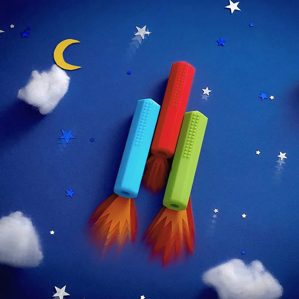 3Pcs Pencil Cap Erasers Chewable Silicone Sensory Oral Motor Chew Aid Kids Red Green Blue Erasers Caps