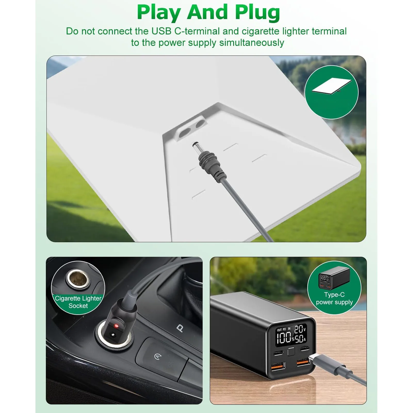 USB C To  Port Cable Compatible 100W PD IP68 Water Proof Male 18AWG Wire Gauge 2 in 1  Adapter Cable for Mini Dish Antenna view 4