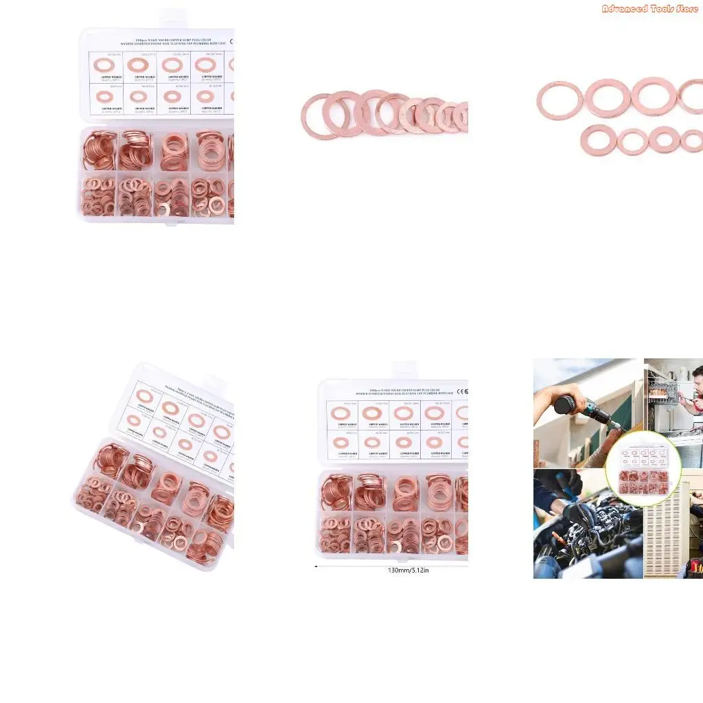 200Pcs Corrosion-resistant Automobile Engine Oil Drain Plug Copper Gaskets W91B
