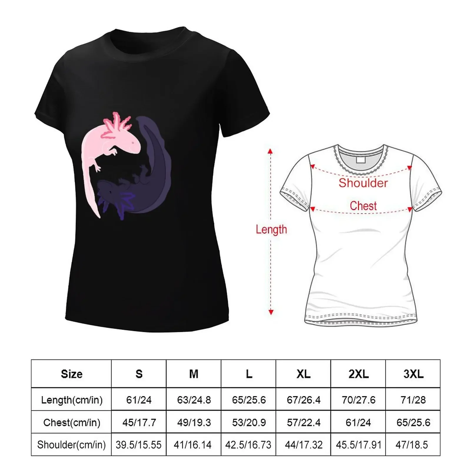 Yin & Yang Axolotls T-shirt cute clothes lady clothes plain t shirts for Women