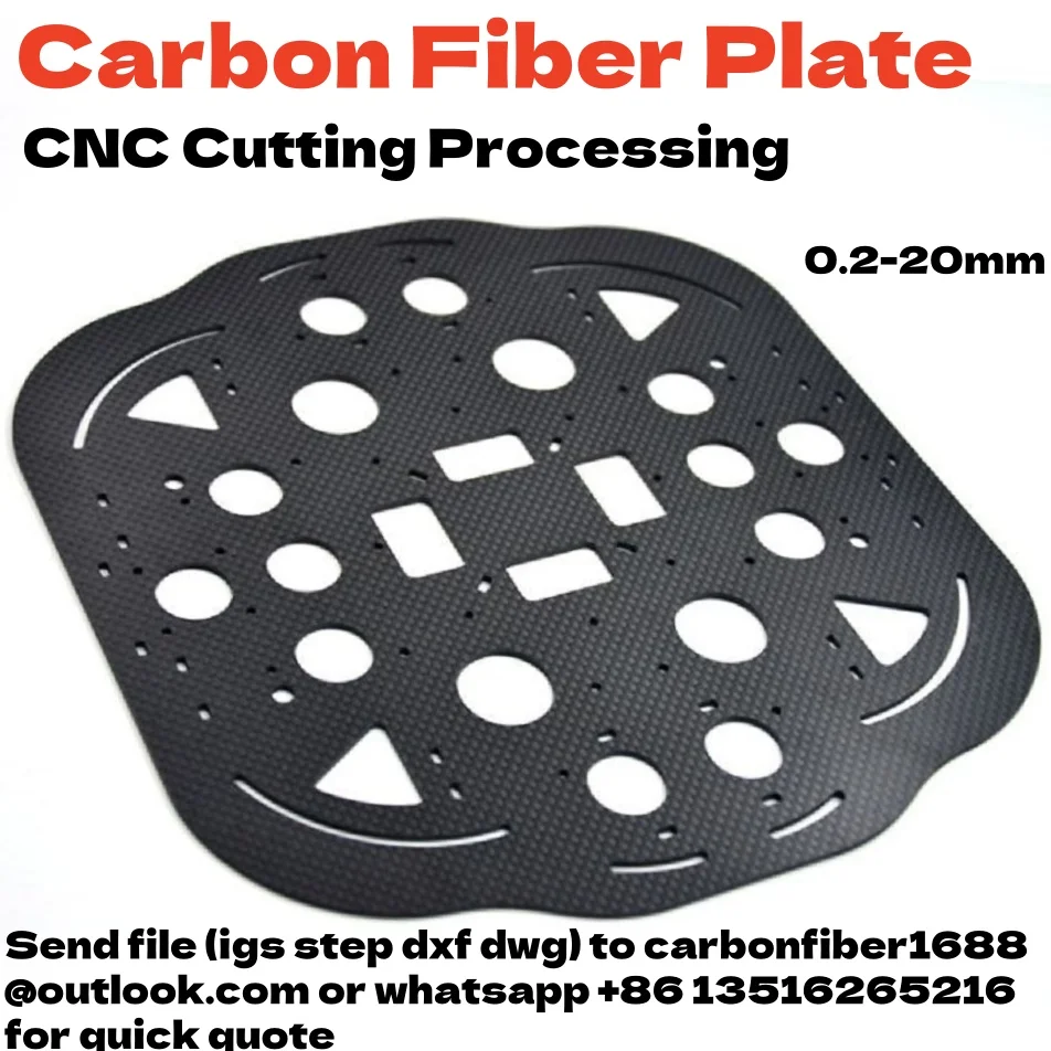 

Carbon Fiber Panel Sheet Process T700 T300 Plate CNC Cutting Engrave FPV Arm Frame Upper Board Customized Machining Milling