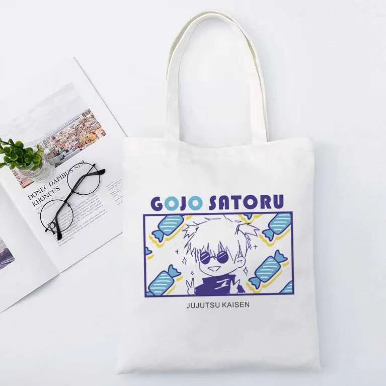 

Anime Jujutsu Kaisen Satoru Gojo Cosplay Canvas tote shopping crossbody sling bag Cartoon Student Cute Gift unisex