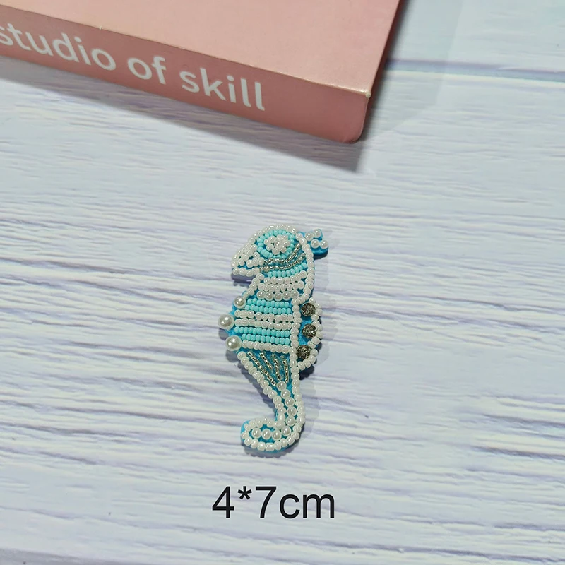 1 Piece Sew on Beaded Patch Cute Sea Turtle Seahorse Starfish Dolphin Jellyfish Patch for Garment DIY Decoration