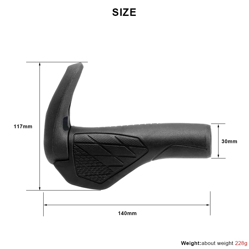 Bicycle Grips TPR Rubber Integrated Non-Slip Shock Absorption MTB Bike Handlebar Cover Ergonomic Horns Shape Cycling Accessories