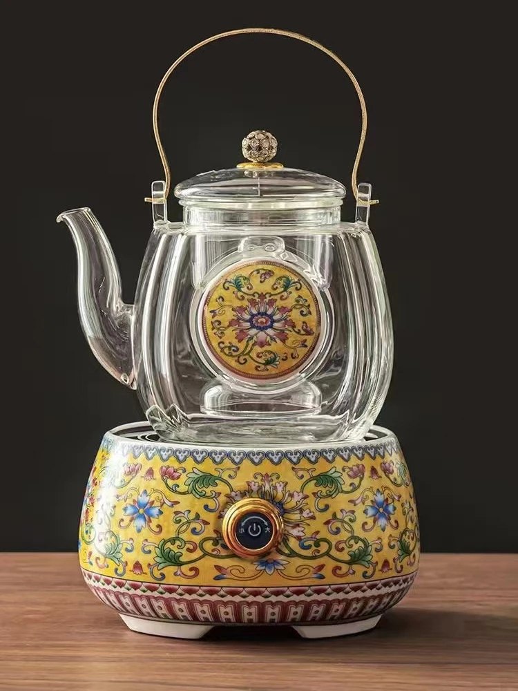 Specialized Teapot for Brewing Tea in Enamel, Colored Ceramic Electric Stove and Glass with Handle Suitable for Pu-erh Black Tea