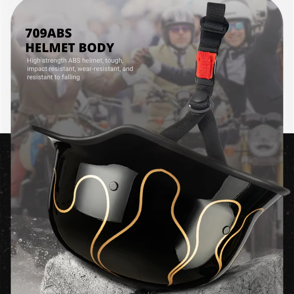 خوذة دراجة نارية كلاسيكية ألمانية عتيقة للرجال والنساء ، نصف وجه ، نقطة معتمدة ، ريترو ، موتو #4