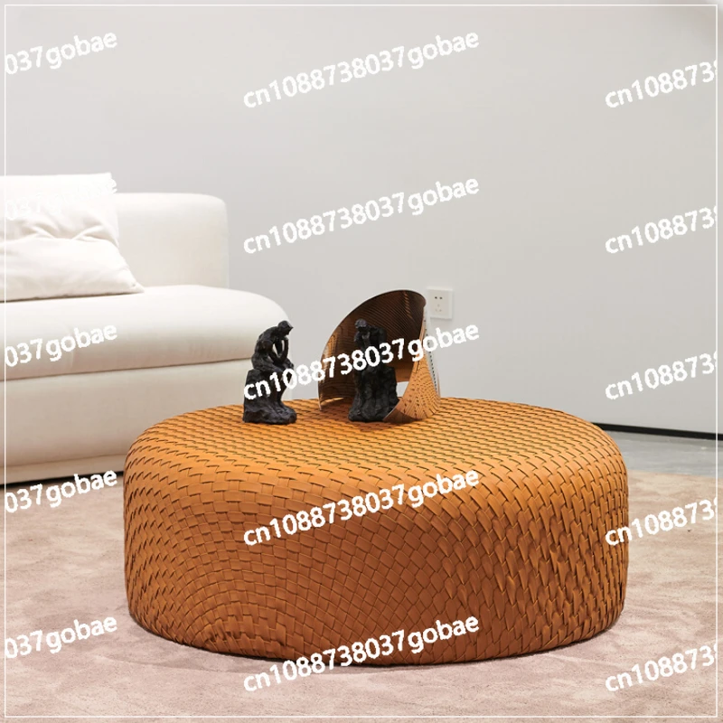 Modern Minimalist Sofa Stool, Woven Circular Low Stool, Minimalist Living Room, Household Footrest, Shoe Changing Stool