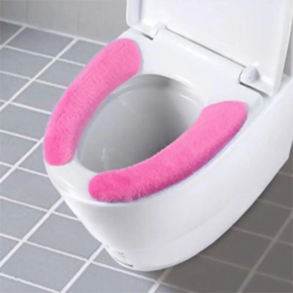 1Pair Soft Health Sticky Household Mat Seat Cover Washable Bathroom Warm Plush Toilet Seat Filling