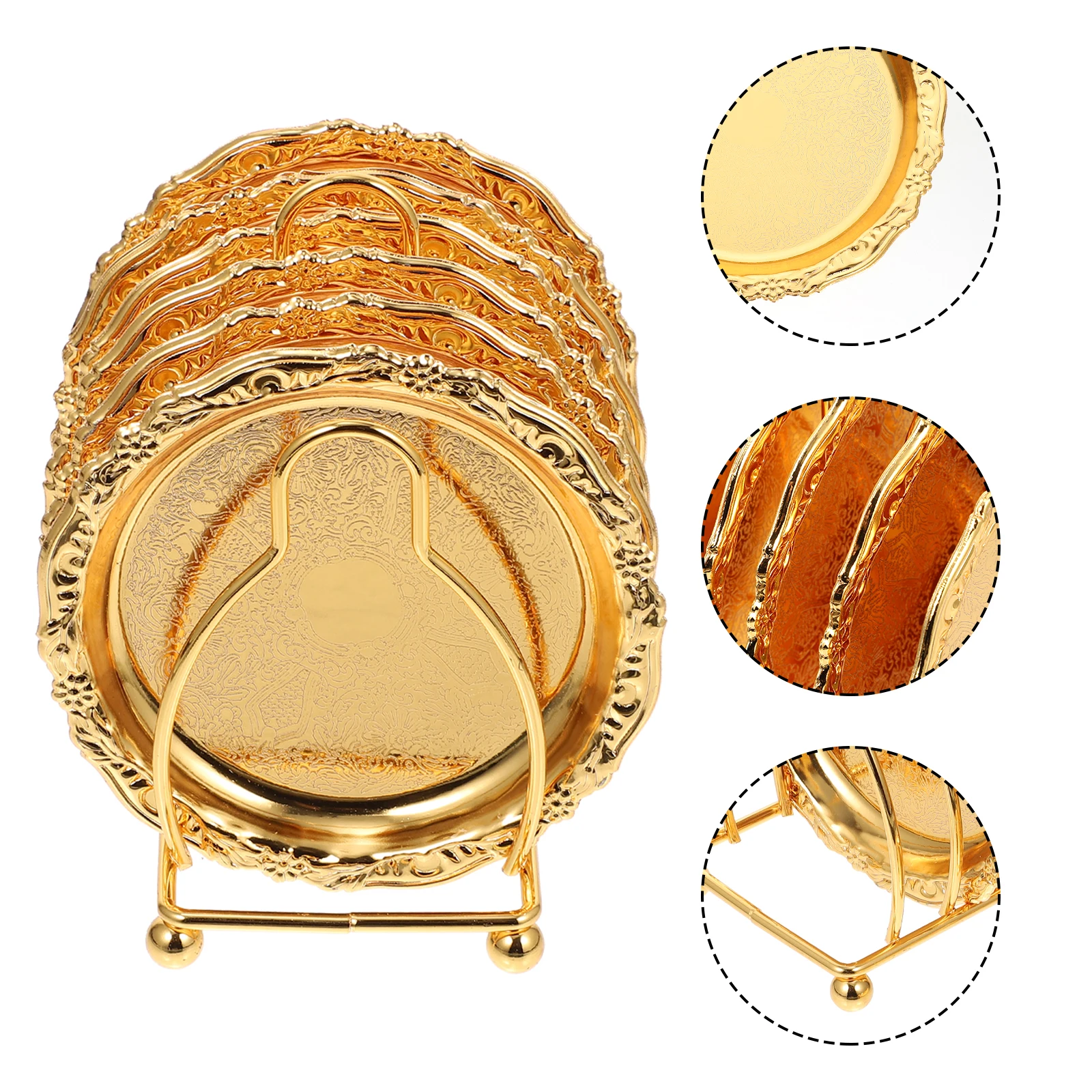 

Metal Insulated Coasters Retro Kitchen Cup Mat Tray Drink Golden Supplies Zinc Alloy Anti Scalding Easy Shape Table