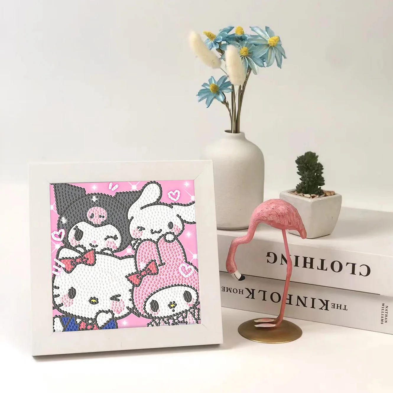 

Sanrio Cartoon Crystal Diamond Decorative Painting Handmade DIY Cross Embroidery Frame Kit Hello Kitty Family Birthday Gift