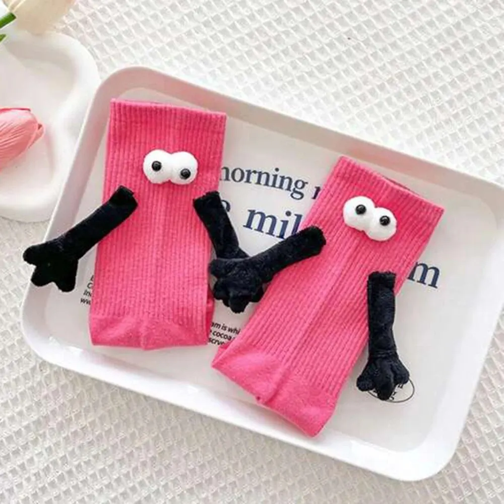 3 Pairs Dopamine Lovers\' Medium Tube Socks Pink Middle Calf Sock Cute Parent Children Sisters Soft Interactive Women Short Socks