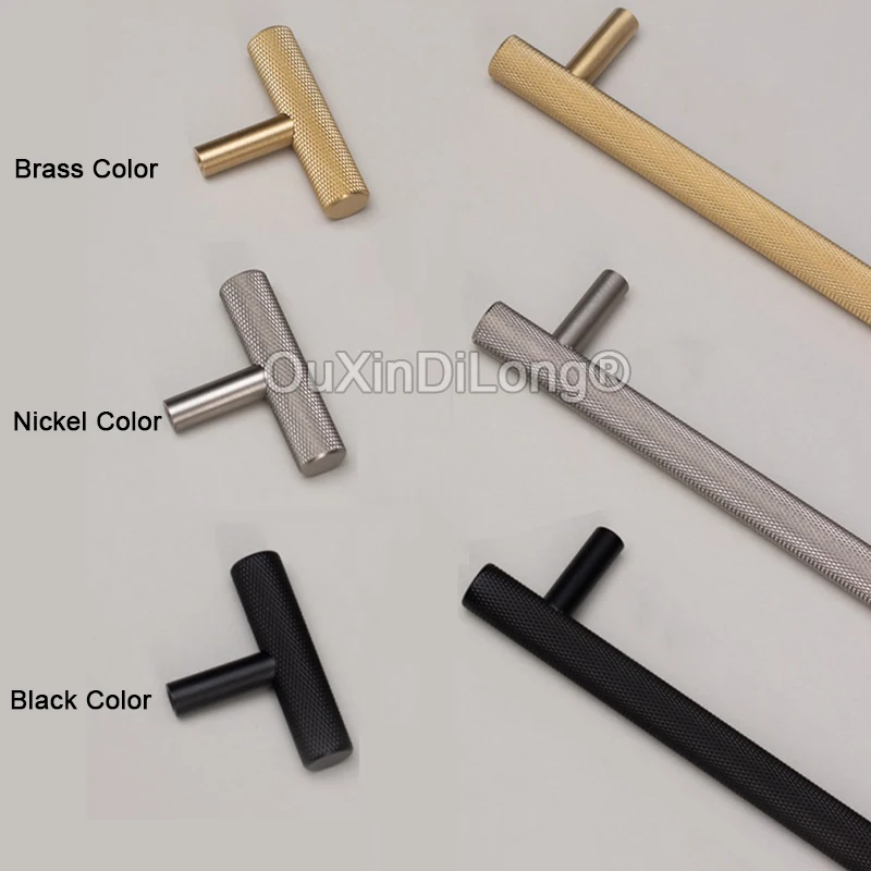 4PCS Solid Brass Knurled T-Bar Furniture Pulls Handles Drawer Pulls Cupboard Wardrobe Closet Dresser TV Cabinet Pulls Handles