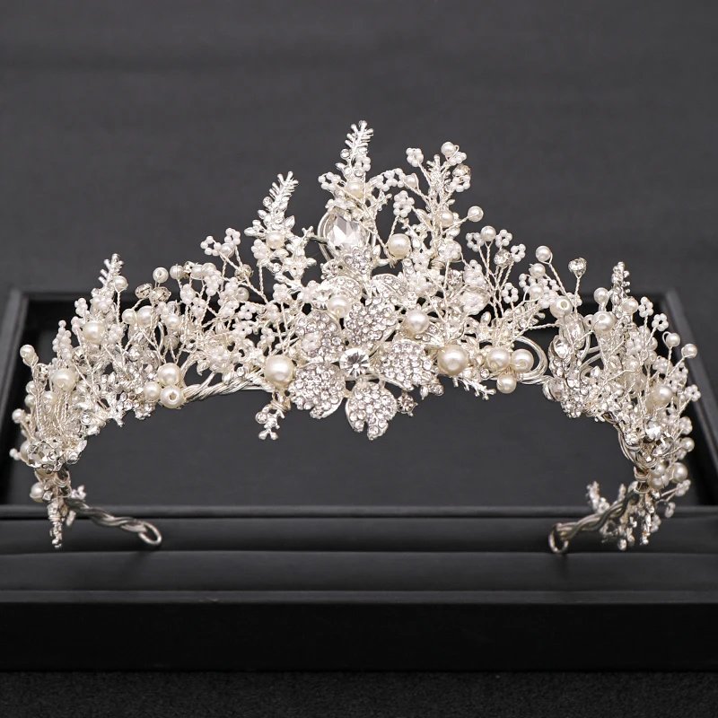 

Trendy Handmade Wedding Crown Baroque Rhinestone Pearl Crystal Headband Wedding Hair Accessories Bridal Crown Hair Accessories