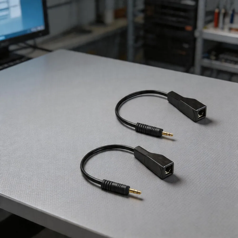 2026 Audio Network Cable Extender Pair RJ45= To 3.5mm RCA= Signal Booster 500m Long Distance Noise Reduction For HiFi Systems