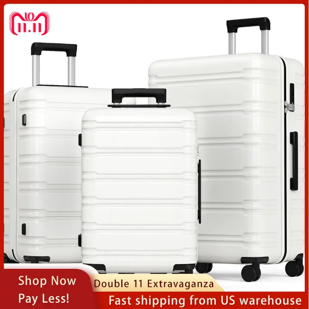 Luggage Sets 3 Piece Hardside Expandable Suitcase Set with Spinner Wheels Durable Lightweight Luggage, 20in/24in/28in