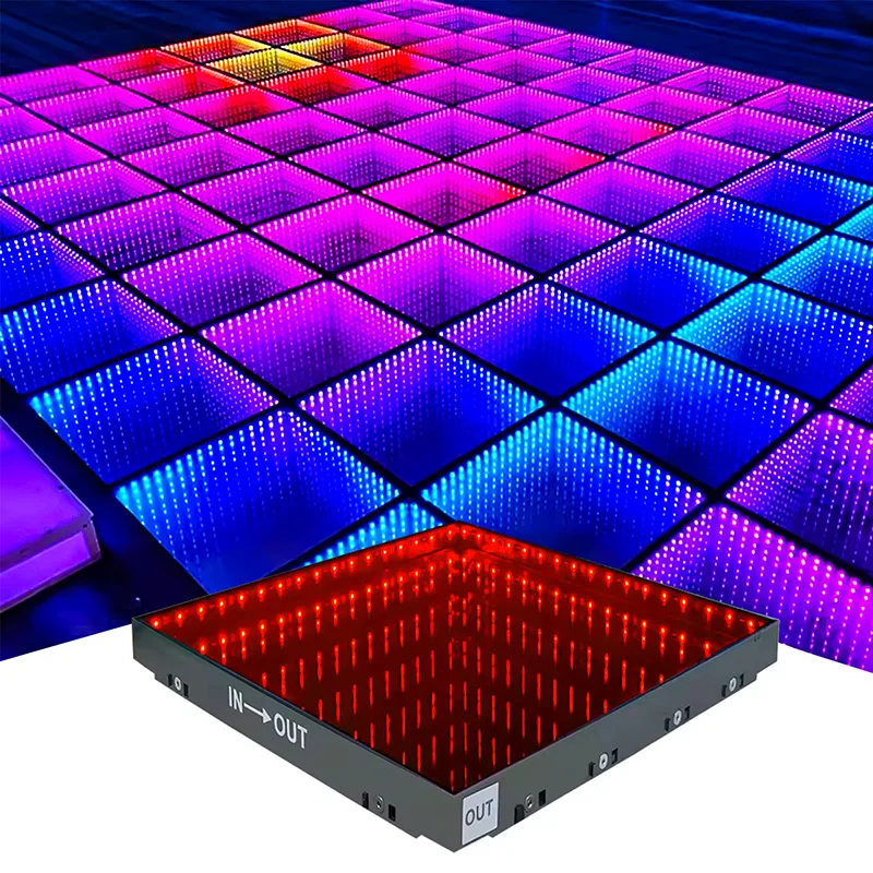 

Hot Sale Tempered Glass Magnetic Infinity Mirror Panel 3d Effect Light Emitting Diode Dance Floor Wedding Party