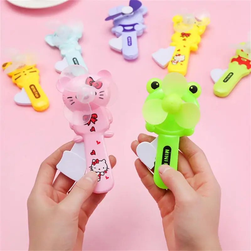 1pcs Mini Portable Fan Child Portable Hand Pressure Fan Cute Creative Cartoon Small Fan with Protective Cover Pull Back Toy