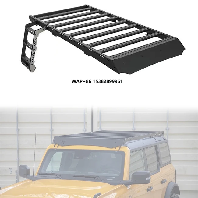 

LUMA Black Aluminum Alloy Powder Coating Roof Rack Kit & Ladder for Bronco 2021-2024 2-4 Door with 100kg Load Capacity