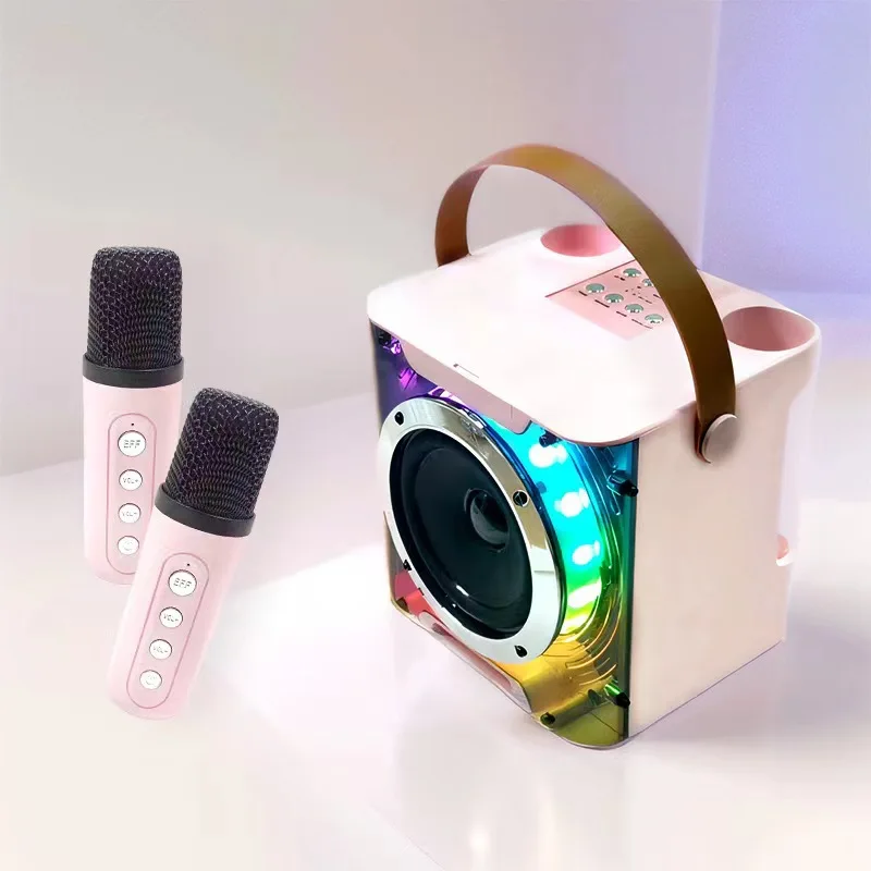 

Динамик Bluetooth, музыкальный ритм-свет, стерео объемный звук, беспроводной сабвуфер, караоке в домашнем стиле с двумя микрофонами