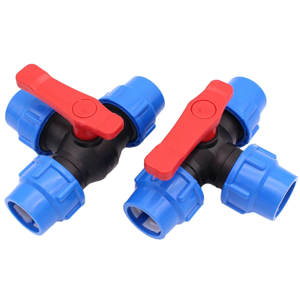 20/25/32/40/50mm PE 3-Way Ball Valve Tube Tap Water Splitter Plastic Quick Valve Connector Irrigation Water Pipe Fittings