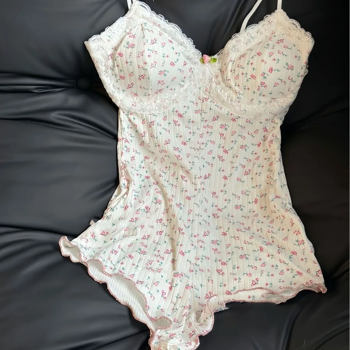 

Women Sexy Floral Print Bodysuit Lace Trim Sleeveless Slim Fit Leotard Summer Jumpsuit Romper Sexy Underwear Nightwear Lingerie