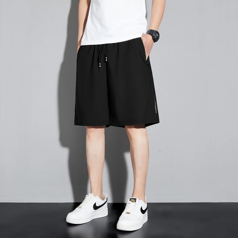 

Мужские брюки из ледяного шелка, лето 2023, новые тонкие повседневные свободные спортивные брюки пяти четвертей, прямые молодежные брюки Vitali