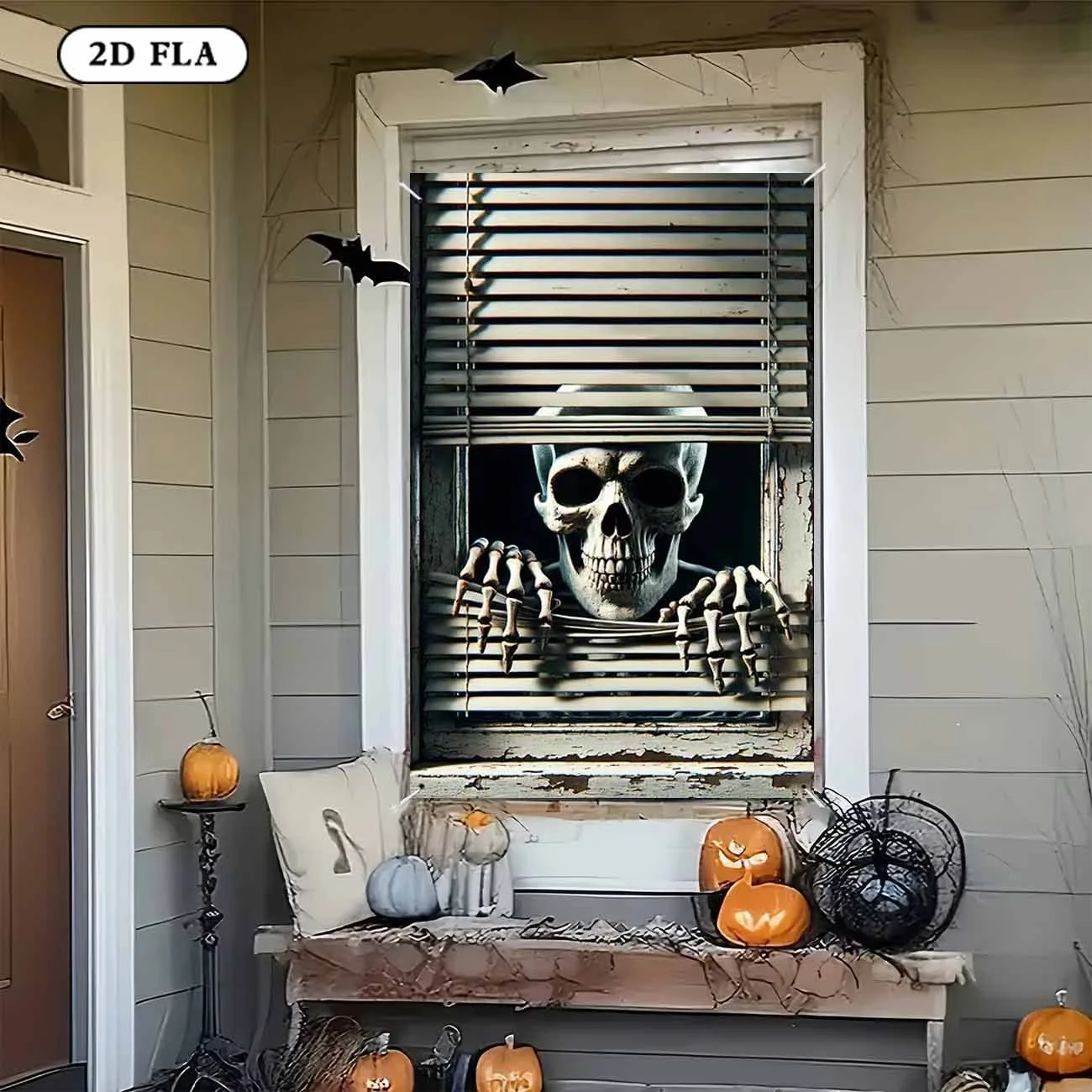 Halloween-Horror-Fensterbanner mit Rot Leuchtenden Augen, Monster, das aus dem Geisterhaus spählt, Fensterhängedekoration für Partys, Innendekoration, Requisit – Detail 9