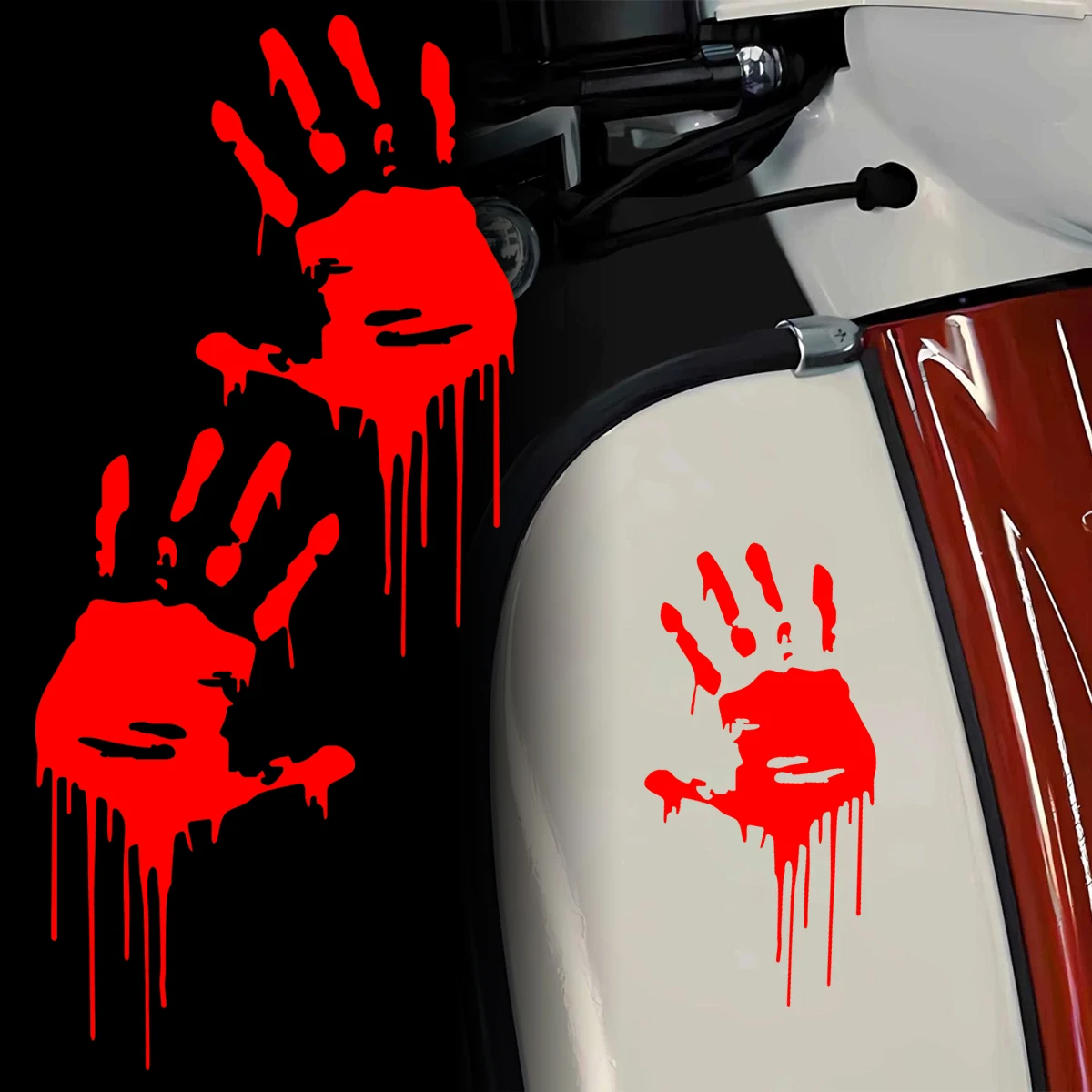 Horror Halloween Blood Handprint Reflective Car Stickers Decor Moto Car Body Helmet Windshield Fuel Tank Vinyl Decal Accessories