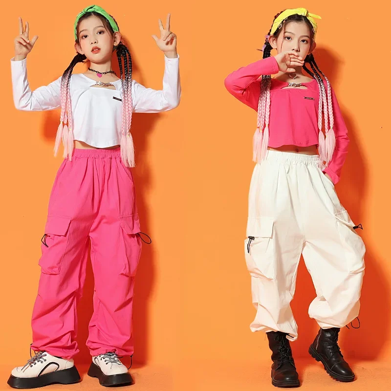 Kids Hip Hop Dancing Clothing Carnival Outfits Crop Tops Jeans Denim Pants For Girls Dance Wear Costume Stage Show Clothes