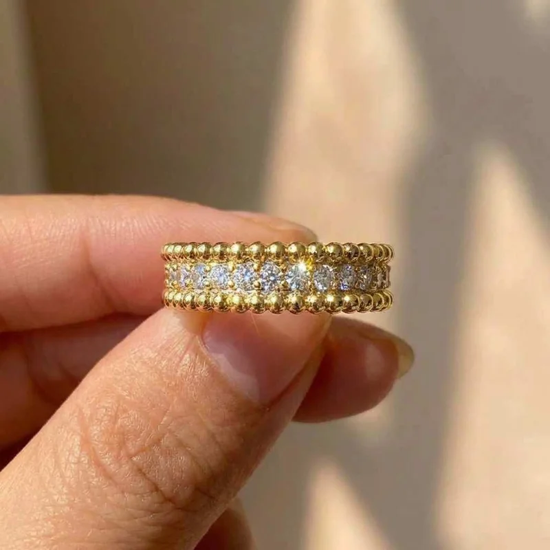 925 Sterling Silver Trendy Simple Rings for Lady Shiny Cubic Zirconia Exquisite Finger Accessories Charms Party Fine Jewelry
