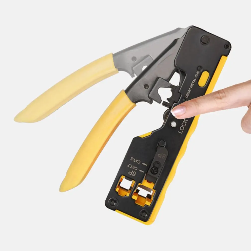 RJ45 Network Crimper - 3-in-1 Crimp/Cut/Strip Lan CAT8/7/6A/6/5E (STP/UTP) & RJ11/12 Tel Modular Cable Hand Network Tools Pliers