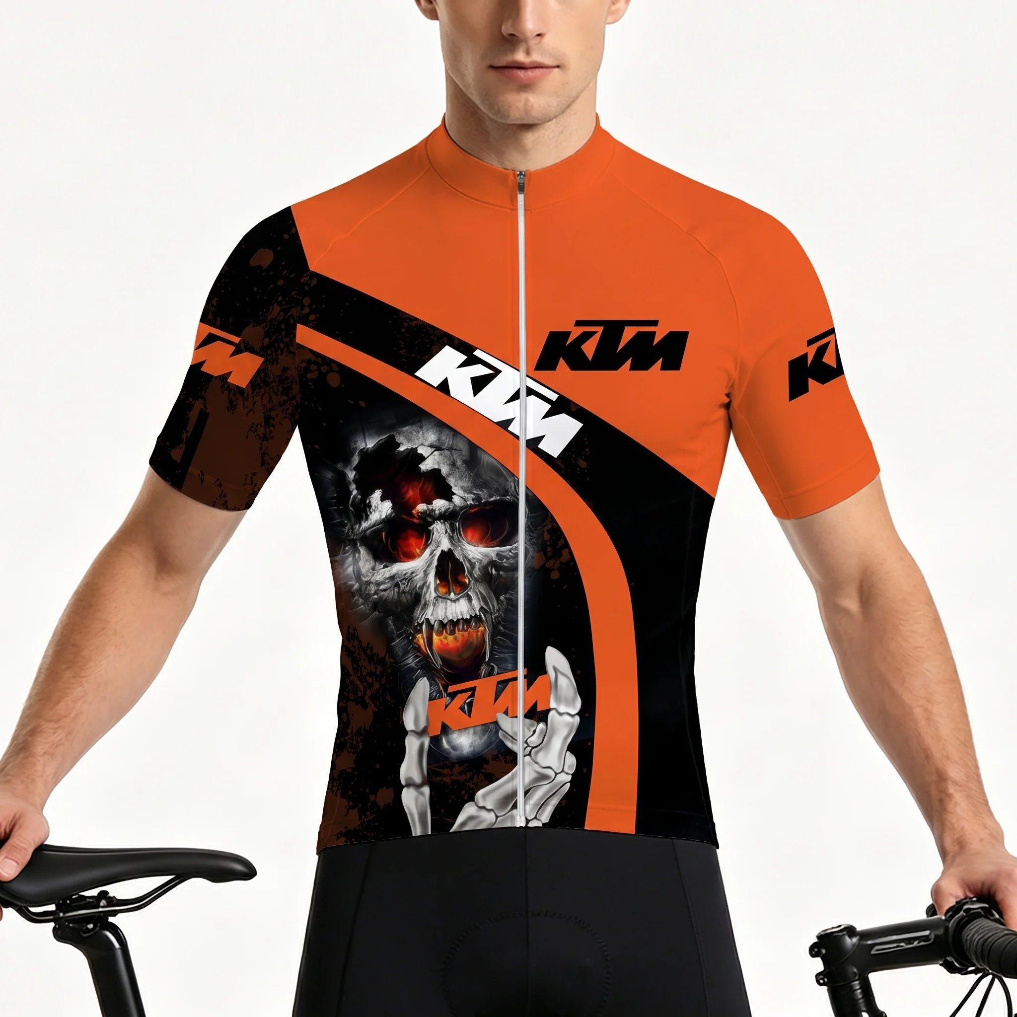 

Men's KTM Skull Pattern Cycling Short-sleeve Top Breathable Sports Bicycle Clothing