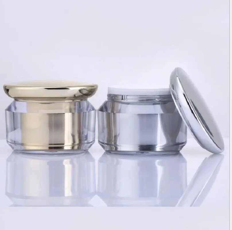 

30g shiny silver/gold acrylic Jar pot tin essence/gel/day night cream/mask serum/moisturizer gel whitening cosmetic packing