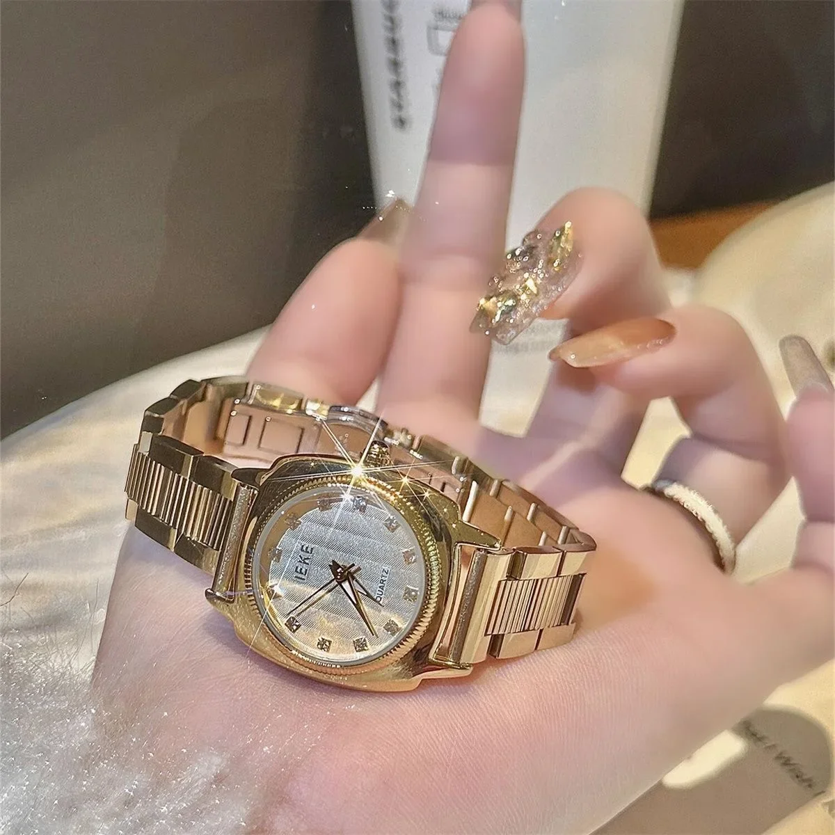 Women Quartz Watch Luxury Clock Fashion Square Dial Gold Sliver Stainless Steel Band Orologio Diamond Reloj Ladies Wristwatch