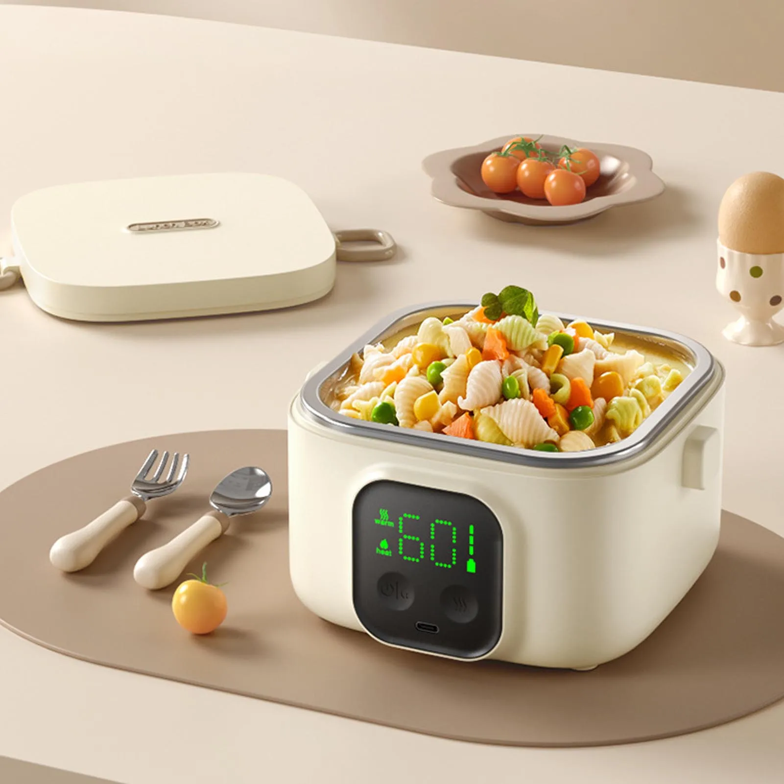 

Electric Lunch Box Food Warmer Rechargeable 7 Gear Timer 500ml Intelligent Constant Temperature Bowl Fast Heating For Travel