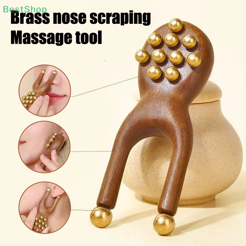 

Massage Comb For Head Meridians, Sandalwood Comb,Guasha Massage Tool Brass Bead Handheld Comb