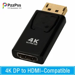 PzzPss 4K DisplayPort to HDMI-compatible Adapter Cable 1080P DP to HDMI-compatible Video Audio Converter For PC TV Laptop