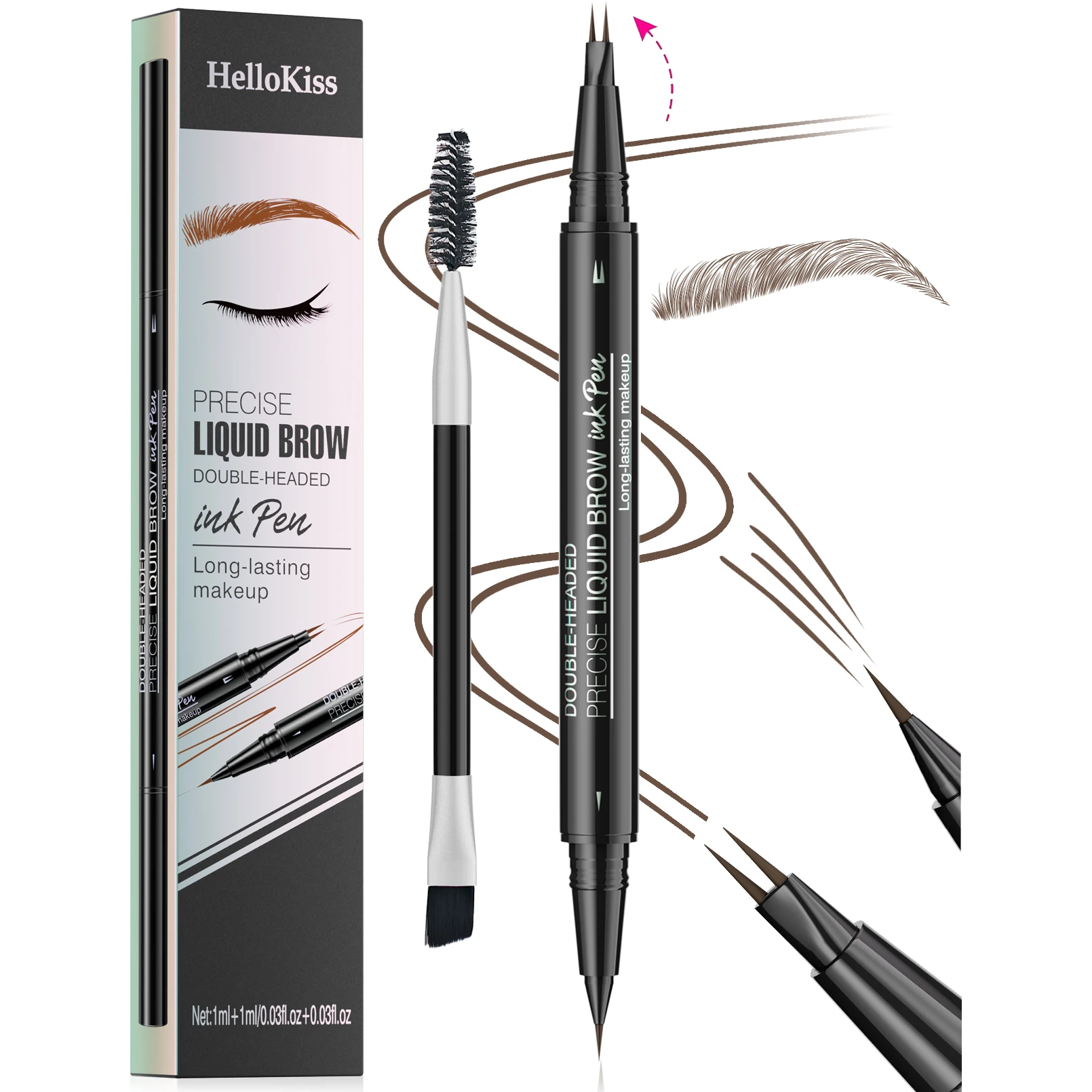 Two-Pronged Eyebrow Pencil Waterproof Sweatproof Non-smudging Multifunctional Natural Eyebrow Pencil Makeup Cosmetics