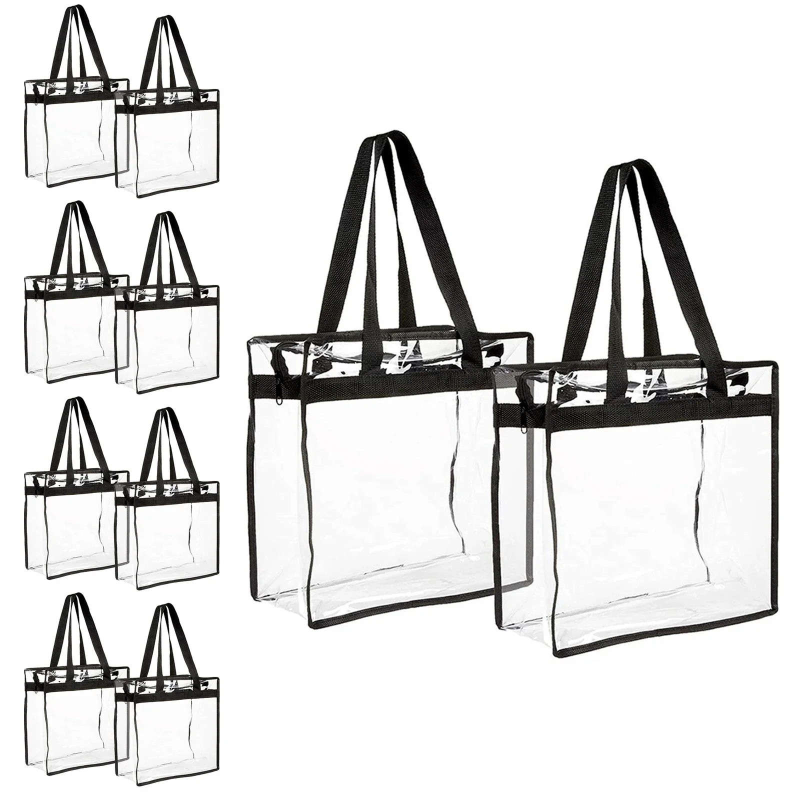 10PCS/2PCS Clear Stadium Approved Bags Transparent Tote Bags with Zippers and Handles for Concerts Sporting Events Work School