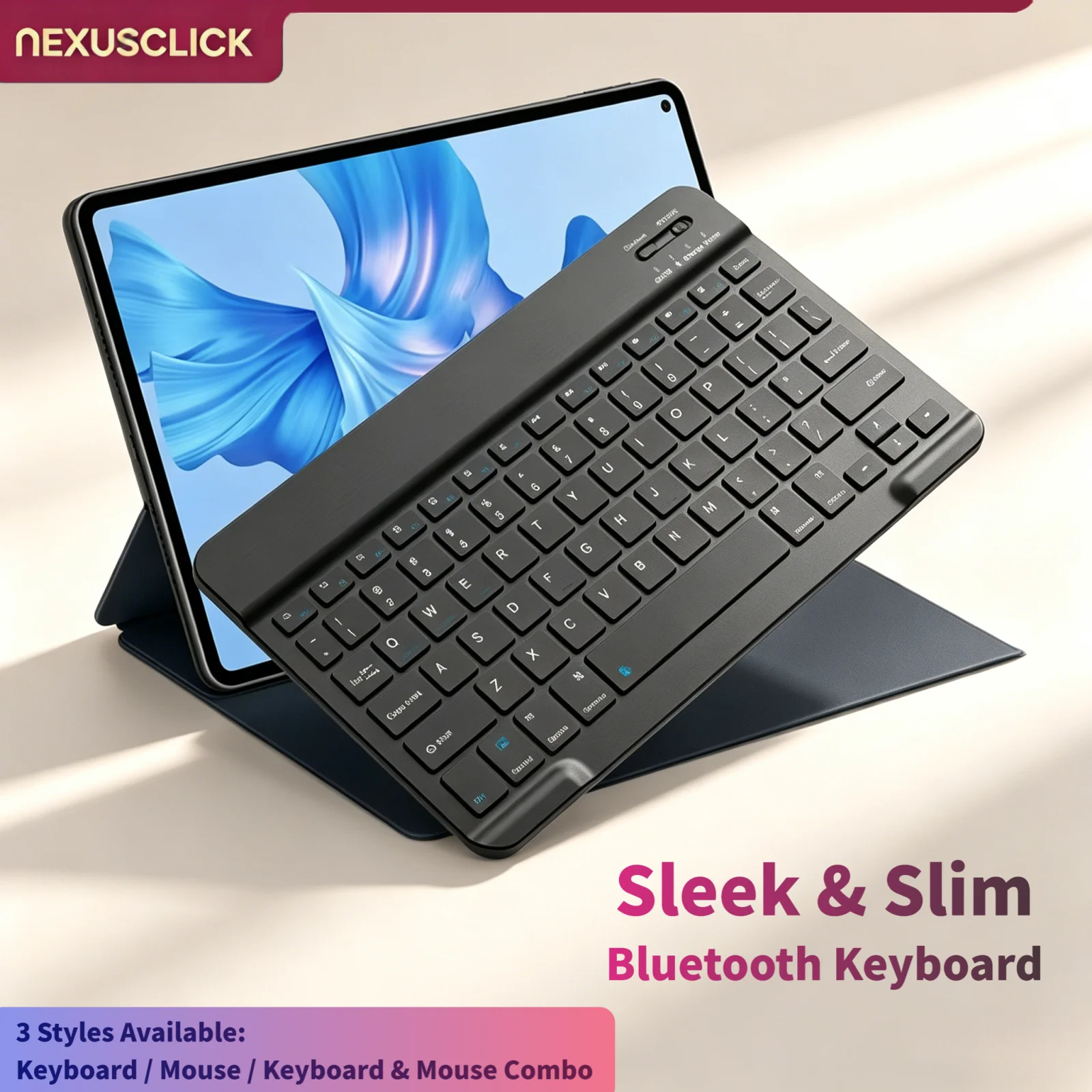 NexusClick Wireless Bluetooth Keyboard Compatible with iPad 10th Generation iPad Pro All Sizes PC Samsung Xiaomi Android Tablets