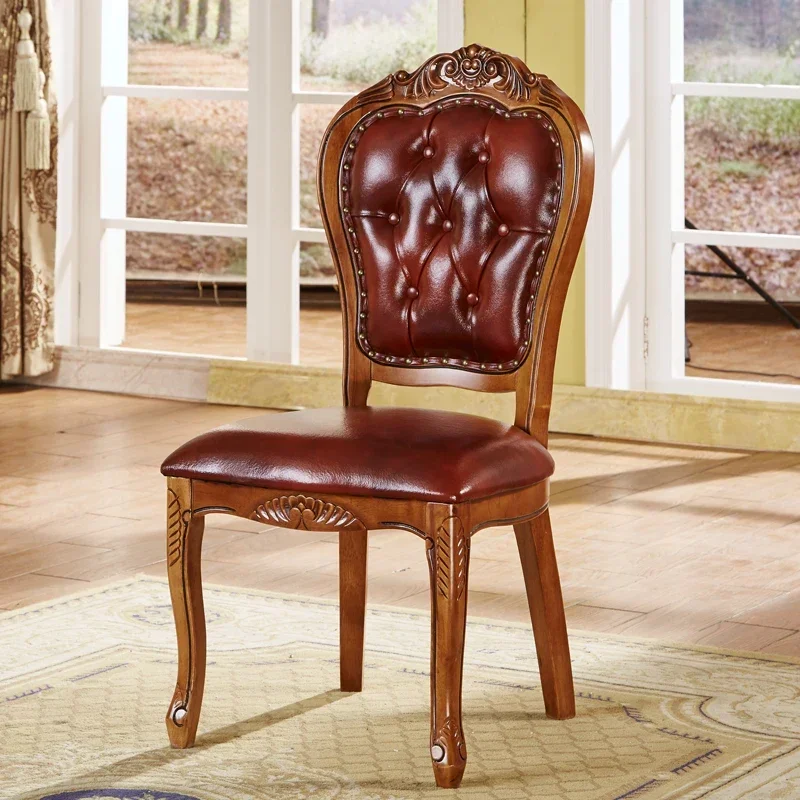 Kursi Makan Sandaran Lengan Rumah Kursi Makan Tahta Kayu Mewah Mewah Tahan Air Kursi Kulit Modern Furnitur Salle Manger