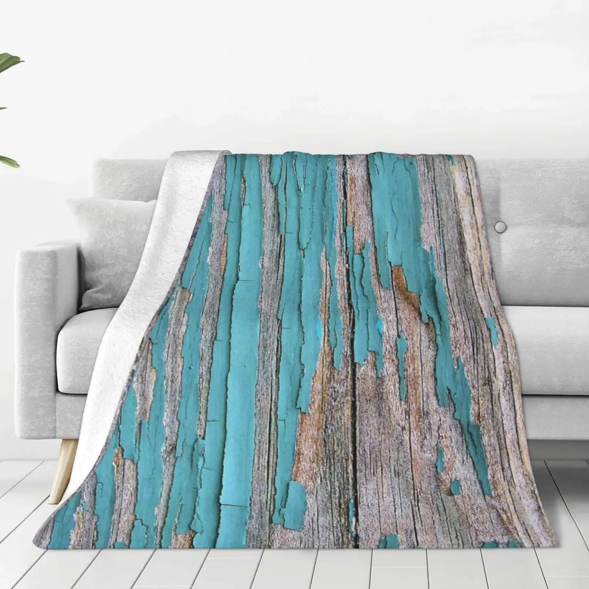 Shabby Rustic Weathered Wood Turquoise Blanket Fleece Throw Blankets Sofa Throw Blanket For Couch Bedding Throws Bedspread Quilt